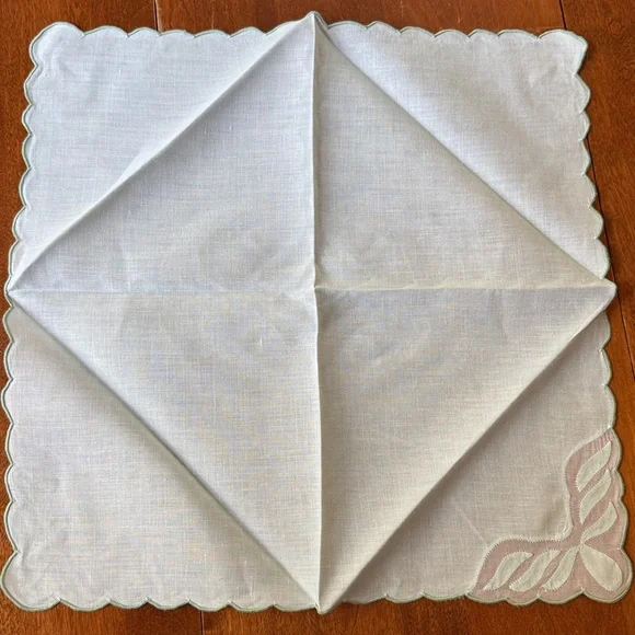 Vintage Embroidered Napkins & Placemats in a soft seafoam green- set of 4 - Picture 10 of 10